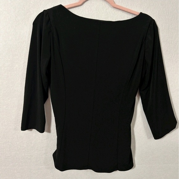 Julian Taylor Black Top Women's Size 6 Tie Three Quarter‎ Sleeve Knot Front - Picture 4 of 4